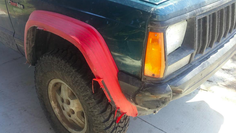 The Jeep’s bumper and end-cap were dented, as was the fender. But overall, the damage was minor.